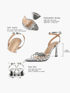 Gold Metallic Knotted Multi-Strap Open Toe Ankle Strap High Heel Sandals
