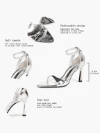 The Ice Silver Sandal: Mirror Metallic Strappy Heels with a Cooling 3.74" Lift