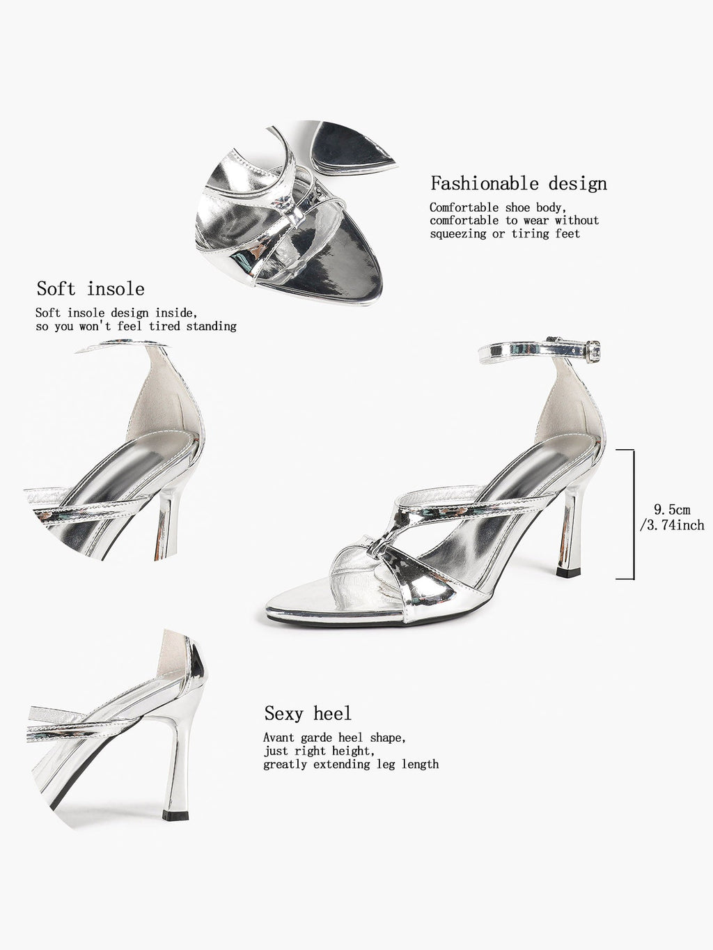 Lightweight Silver Knot Sandals - Criss-Cross Strappy Heels for Effortless City Chic