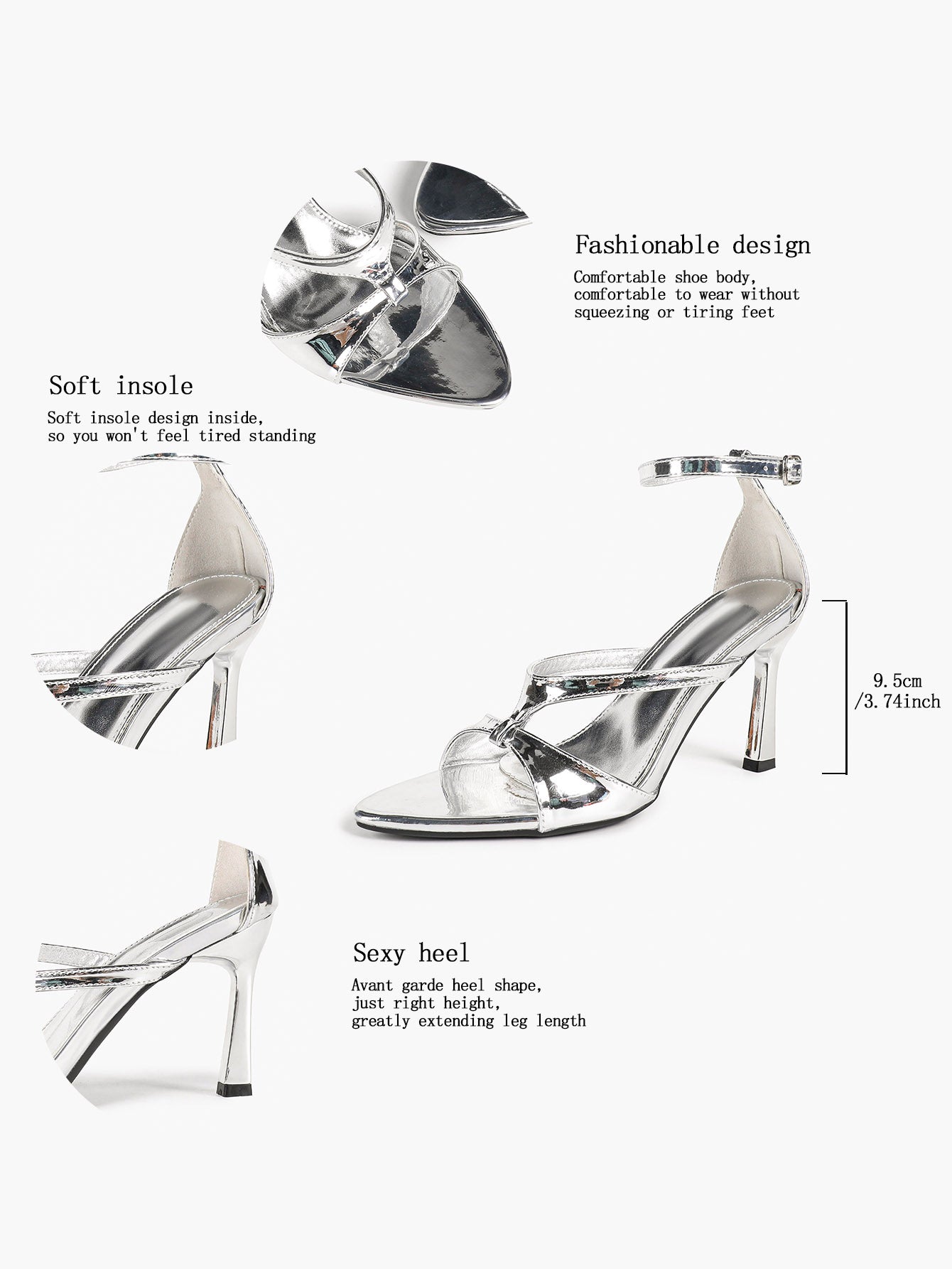 Lightweight Silver Knot Sandals - Criss-Cross Strappy Heels for Effortless City Chic