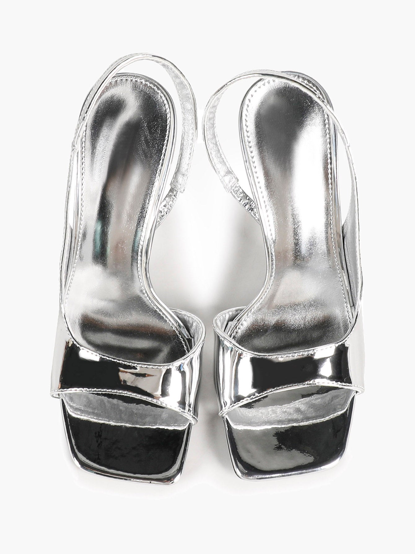 Beige Croc-Embossed Patent Leather Square Toe Slingback Stilettos High Heels with Soft Insole