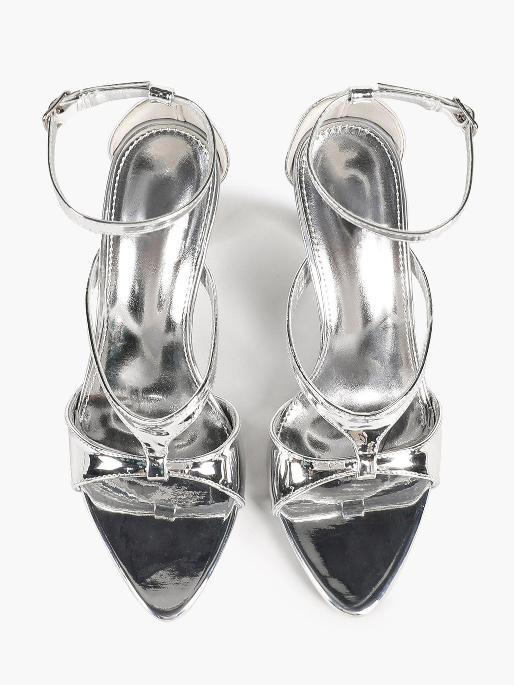 Lightweight Silver Knot Sandals - Criss-Cross Strappy Heels for Effortless City Chic