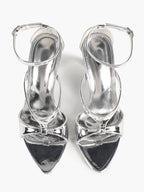 Lightweight Silver Knot Sandals - Criss-Cross Strappy Heels for Effortless City Chic