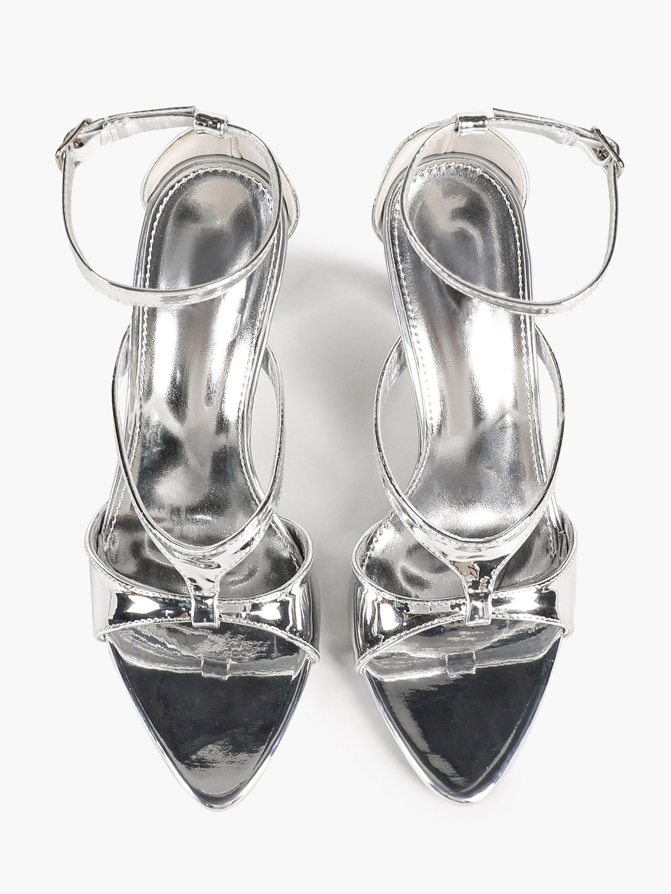 Lightweight Silver Knot Sandals - Criss-Cross Strappy Heels for Effortless City Chic