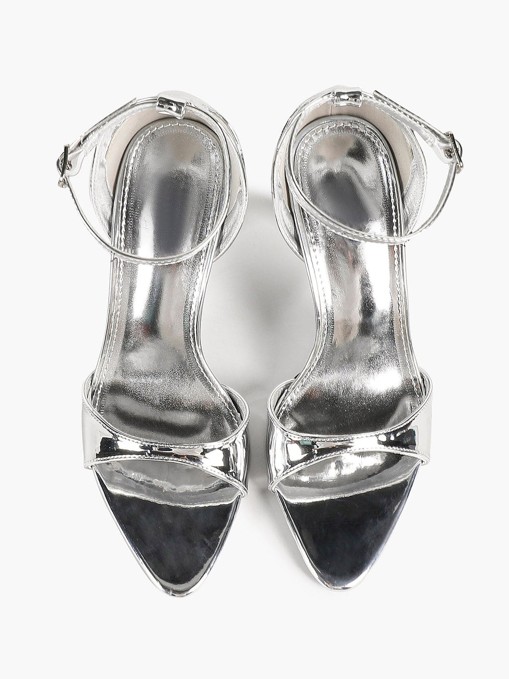 The Ice Silver Sandal: Mirror Metallic Strappy Heels with a Cooling 3.74" Lift
