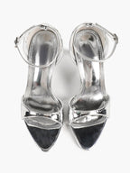 The Ice Silver Sandal: Mirror Metallic Strappy Heels with a Cooling 3.74" Lift