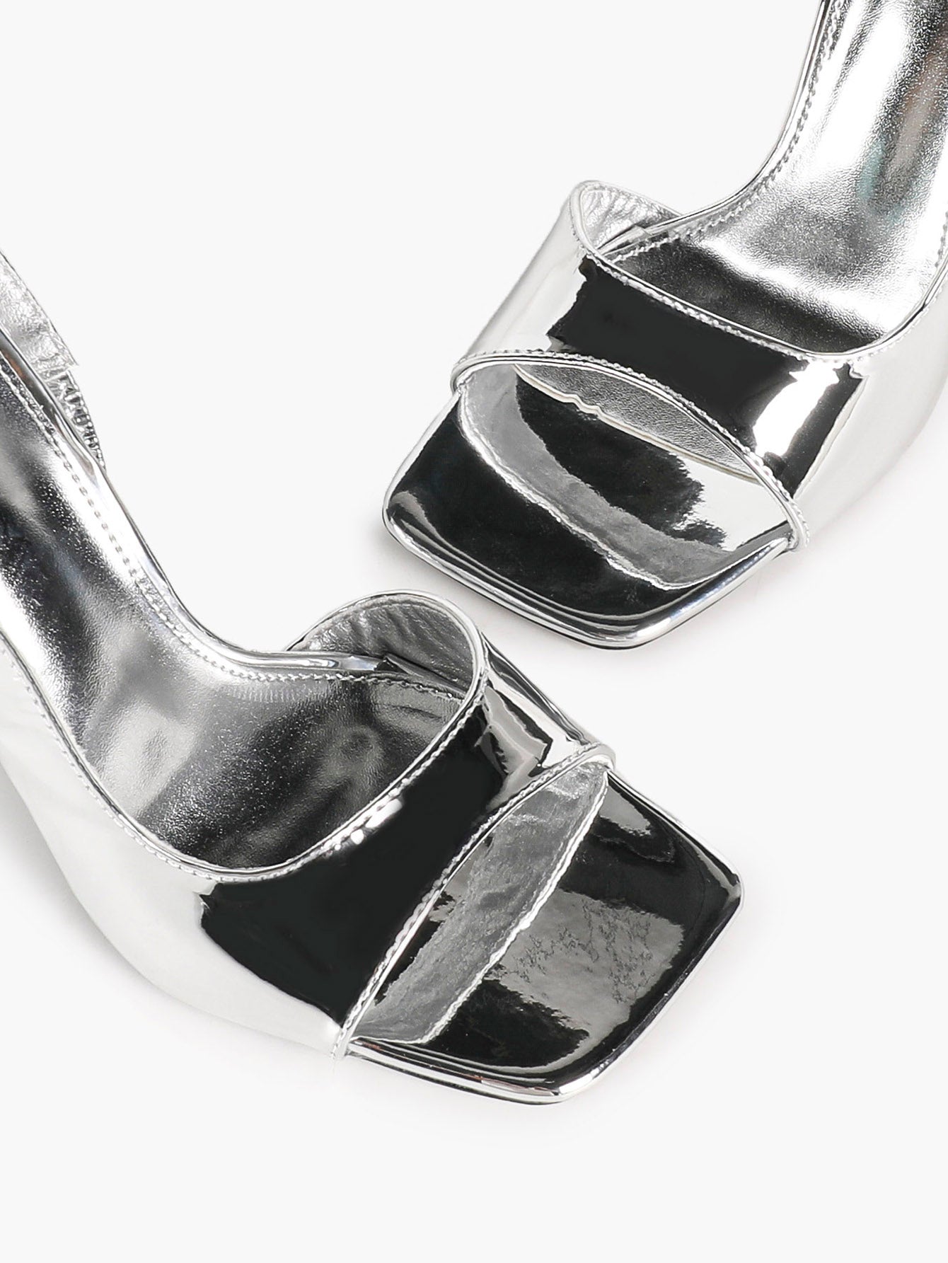 Beige Croc-Embossed Patent Leather Square Toe Slingback Stilettos High Heels with Soft Insole