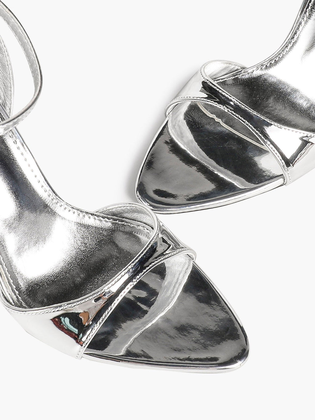 The Ice Silver Sandal: Mirror Metallic Strappy Heels with a Cooling 3.74" Lift
