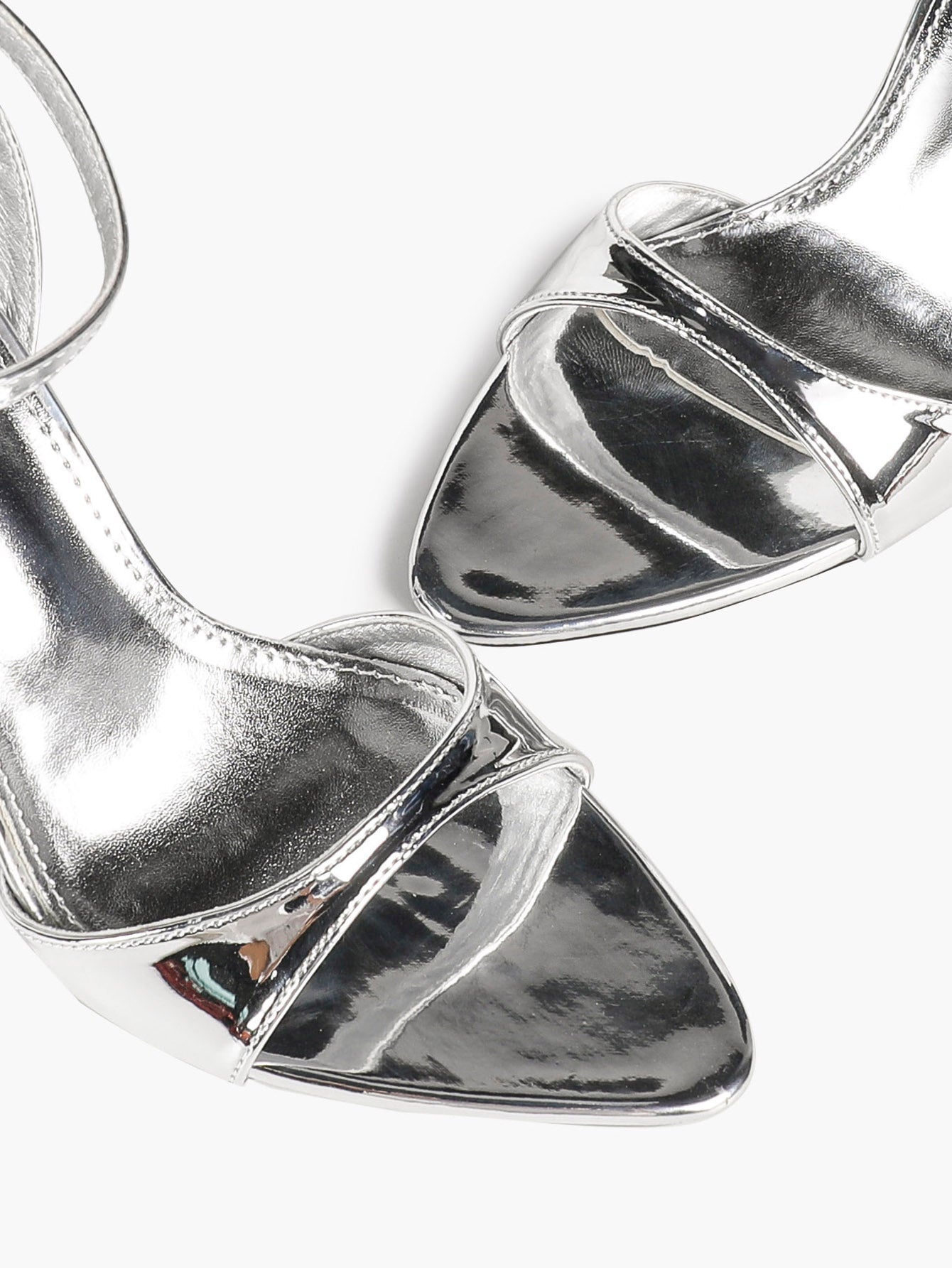 The Ice Silver Sandal: Mirror Metallic Strappy Heels with a Cooling 3.74" Lift