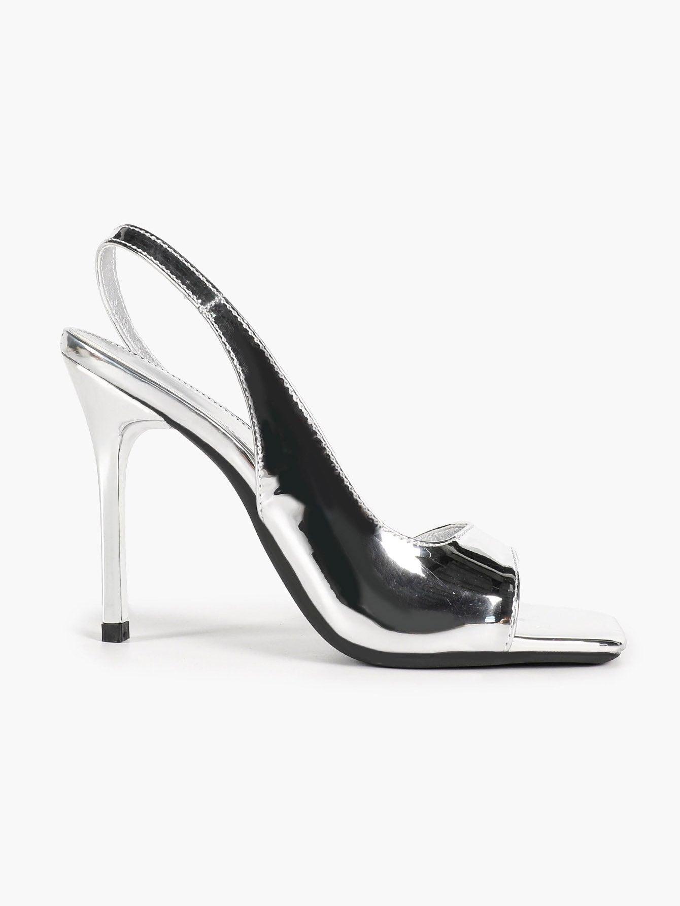 Beige Croc-Embossed Patent Leather Square Toe Slingback Stilettos High Heels with Soft Insole