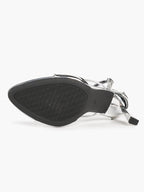 Lightweight Silver Knot Sandals - Criss-Cross Strappy Heels for Effortless City Chic