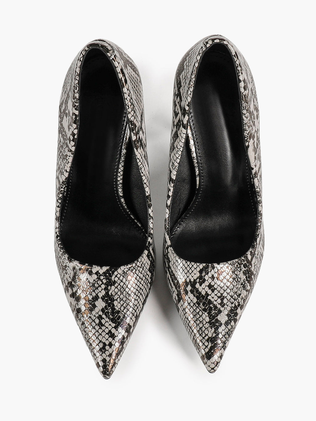 Sculpted Snake-Print Stilettos - Slimming V-Cut Pumps with a 4.13" Leg-Lengthening Heel