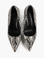 Sculpted Snake-Print Stilettos - Slimming V-Cut Pumps with a 4.13" Leg-Lengthening Heel
