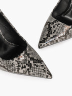 Sculpted Snake-Print Stilettos - Slimming V-Cut Pumps with a 4.13" Leg-Lengthening Heel