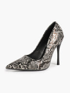 Sculpted Snake-Print Stilettos - Slimming V-Cut Pumps with a 4.13" Leg-Lengthening Heel
