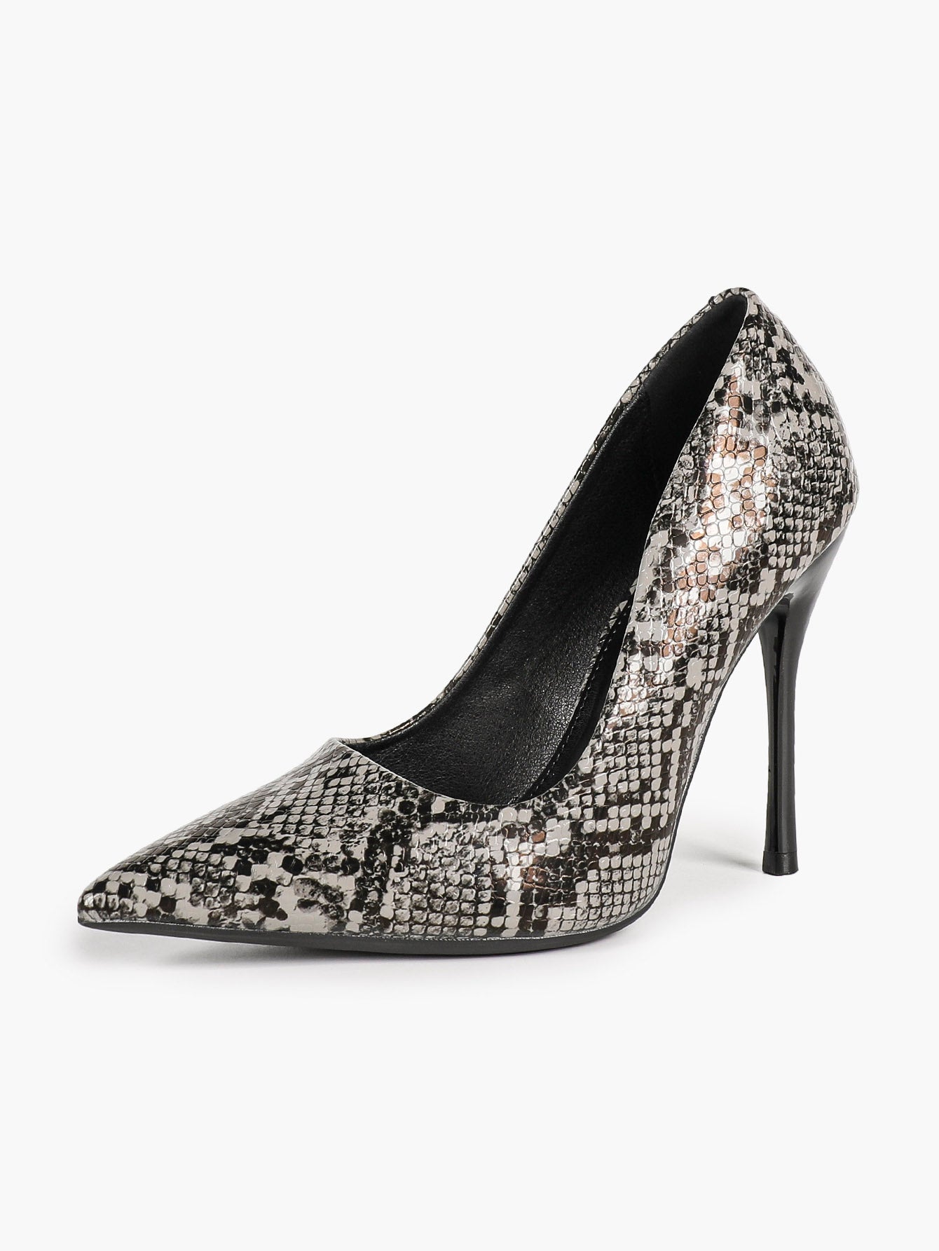 Sculpted Snake-Print Stilettos - Slimming V-Cut Pumps with a 4.13" Leg-Lengthening Heel