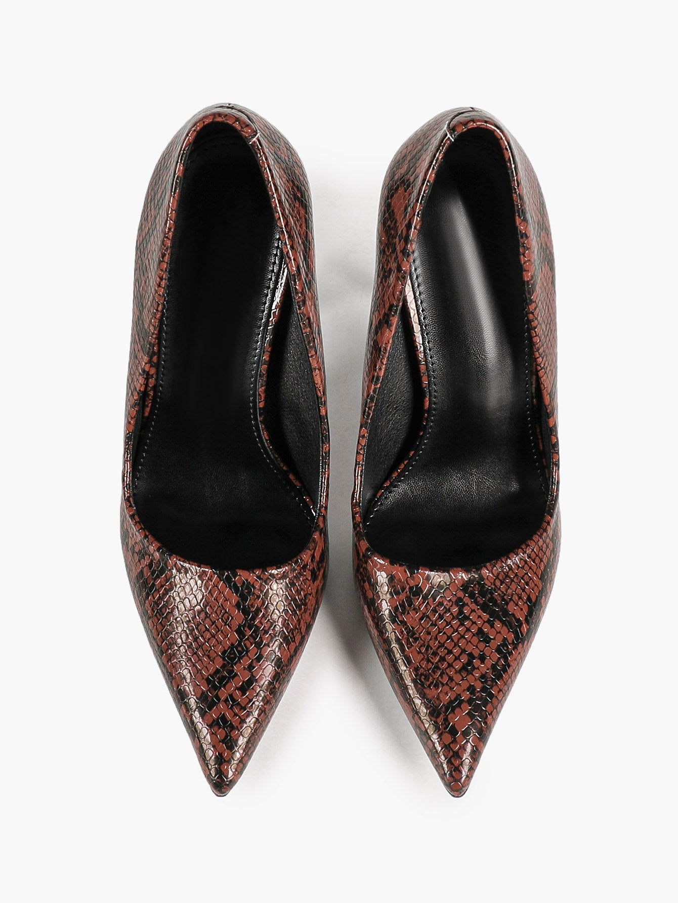 Sculpted Snake-Print Stilettos - Slimming V-Cut Pumps with a 4.13" Leg-Lengthening Heel