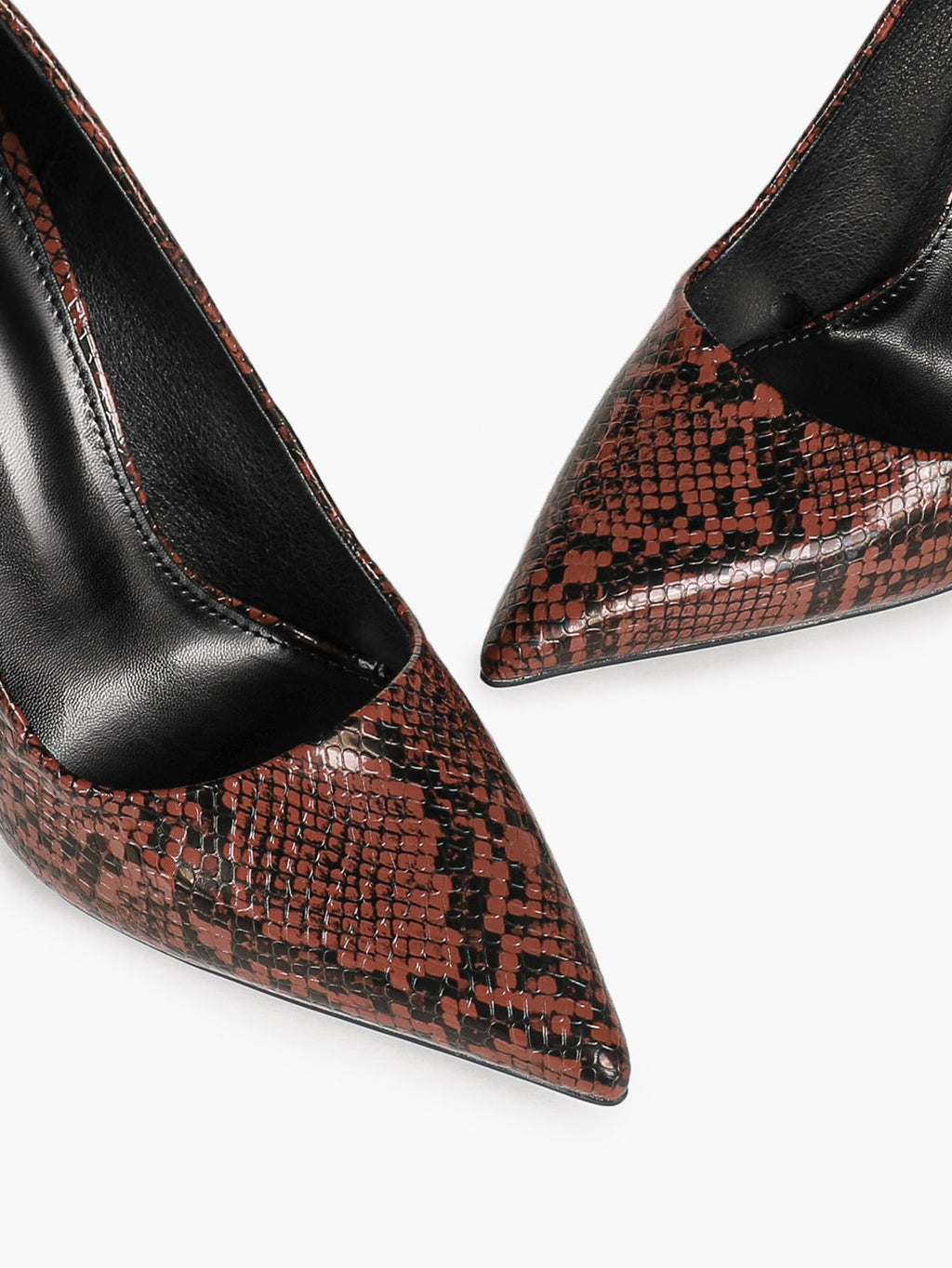 Sculpted Snake-Print Stilettos - Slimming V-Cut Pumps with a 4.13" Leg-Lengthening Heel