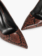 Sculpted Snake-Print Stilettos - Slimming V-Cut Pumps with a 4.13" Leg-Lengthening Heel