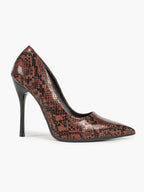 Sculpted Snake-Print Stilettos - Slimming V-Cut Pumps with a 4.13" Leg-Lengthening Heel