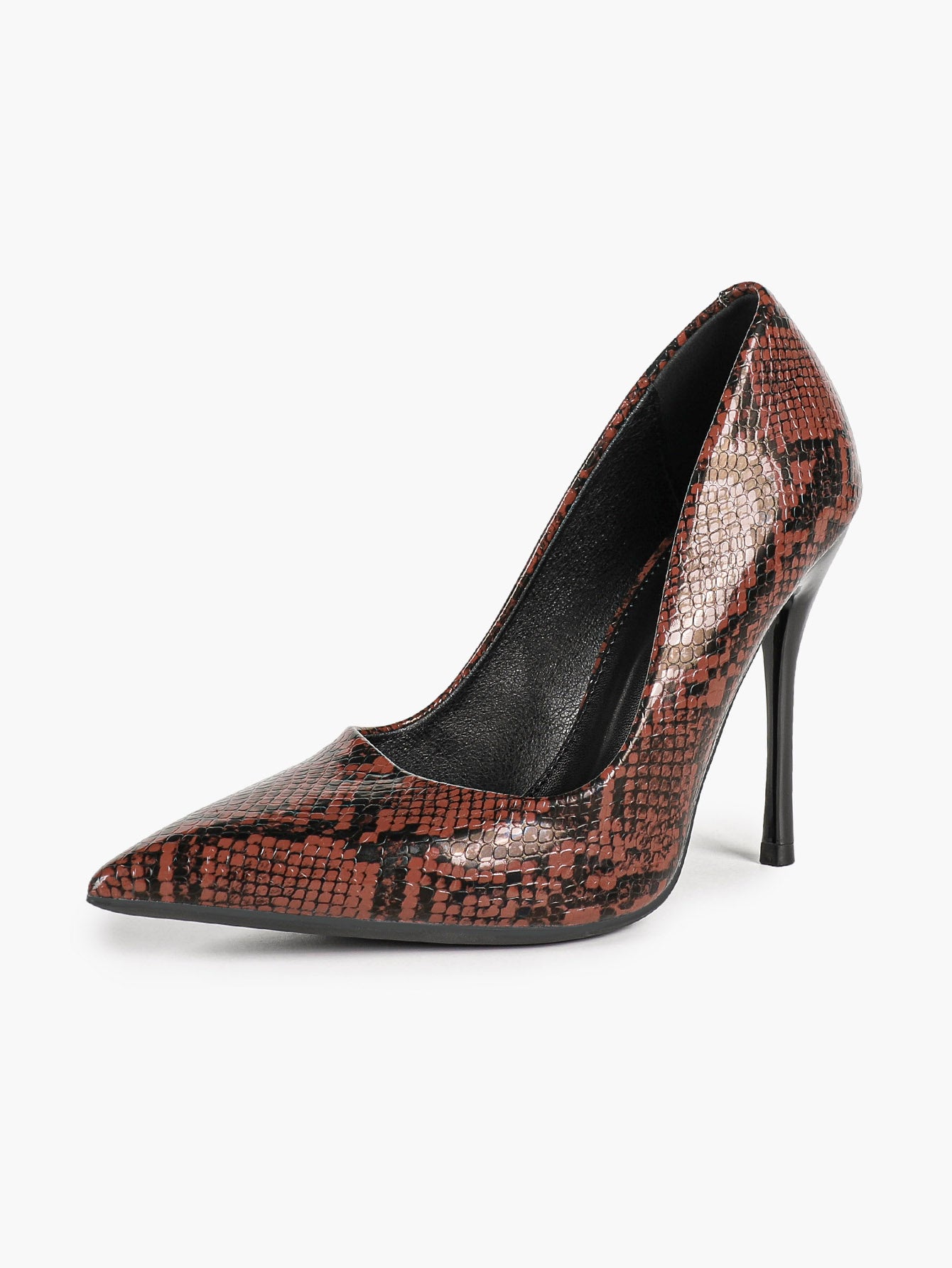 Sculpted Snake-Print Stilettos - Slimming V-Cut Pumps with a 4.13" Leg-Lengthening Heel