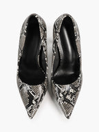 Sculpted Snake-Print Stilettos - Slimming V-Cut Pumps with a 4.13" Leg-Lengthening Heel