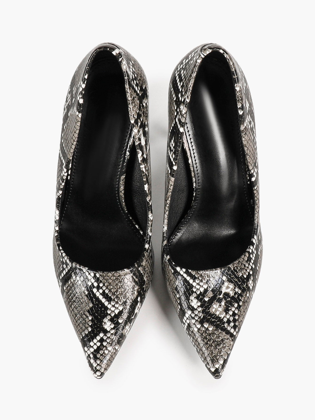 Sculpted Snake-Print Stilettos - Slimming V-Cut Pumps with a 4.13" Leg-Lengthening Heel