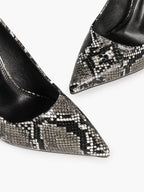 Sculpted Snake-Print Stilettos - Slimming V-Cut Pumps with a 4.13" Leg-Lengthening Heel