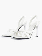 Crisscross Strap Slingback Heeled Sandals Square Toe Stiletto Pumps Wedding Date Night
