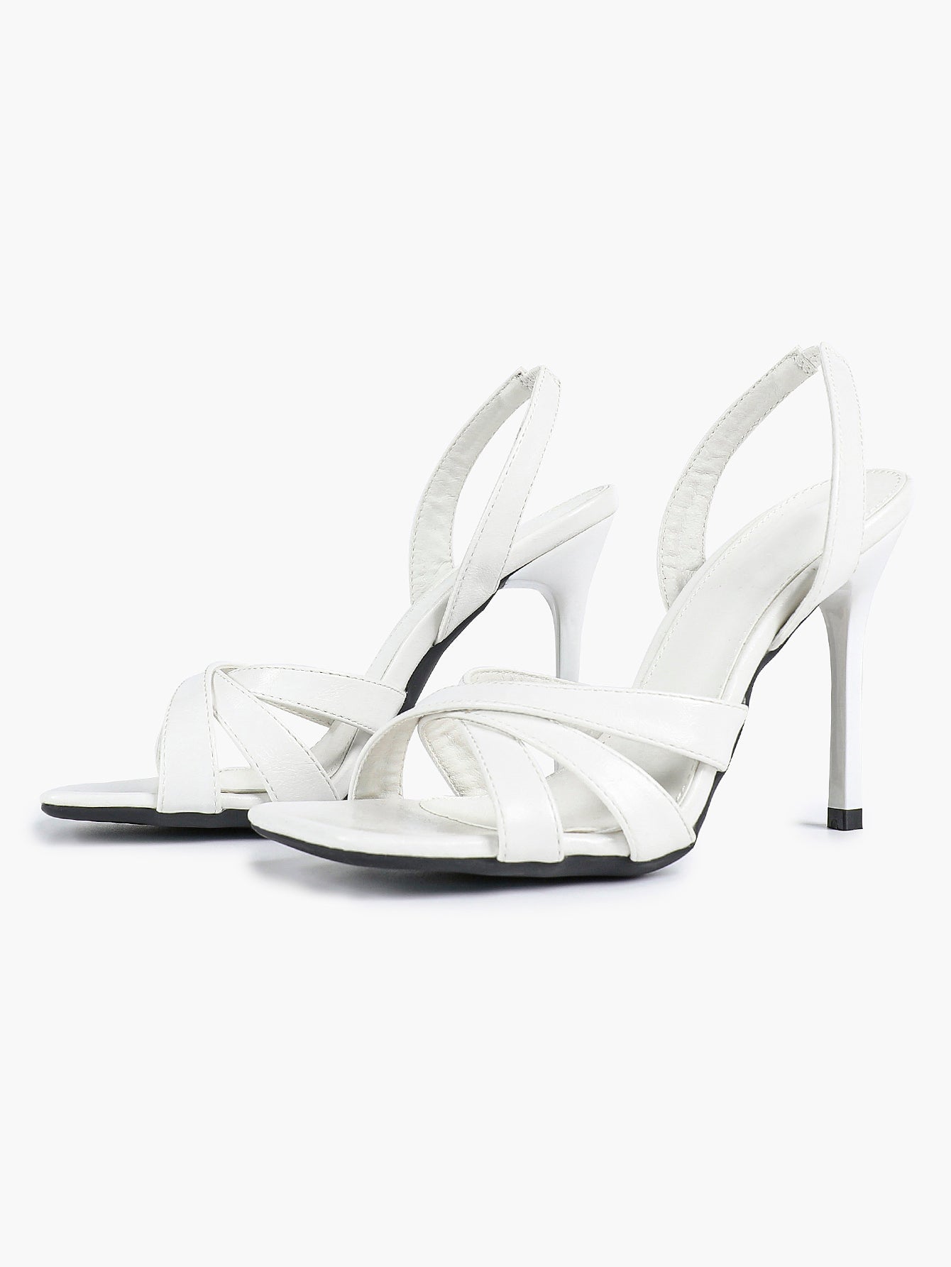 Crisscross Strap Slingback Heeled Sandals Square Toe Stiletto Pumps Wedding Date Night