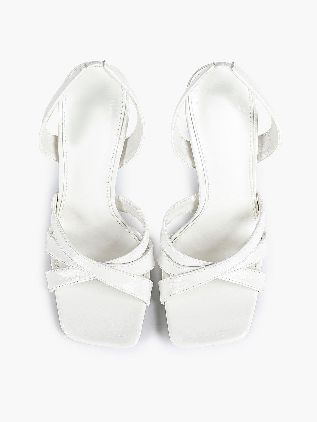 Crisscross Strap Slingback Heeled Sandals Square Toe Stiletto Pumps Wedding Date Night