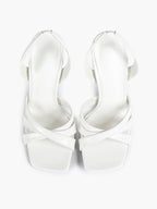 Crisscross Strap Slingback Heeled Sandals Square Toe Stiletto Pumps Wedding Date Night