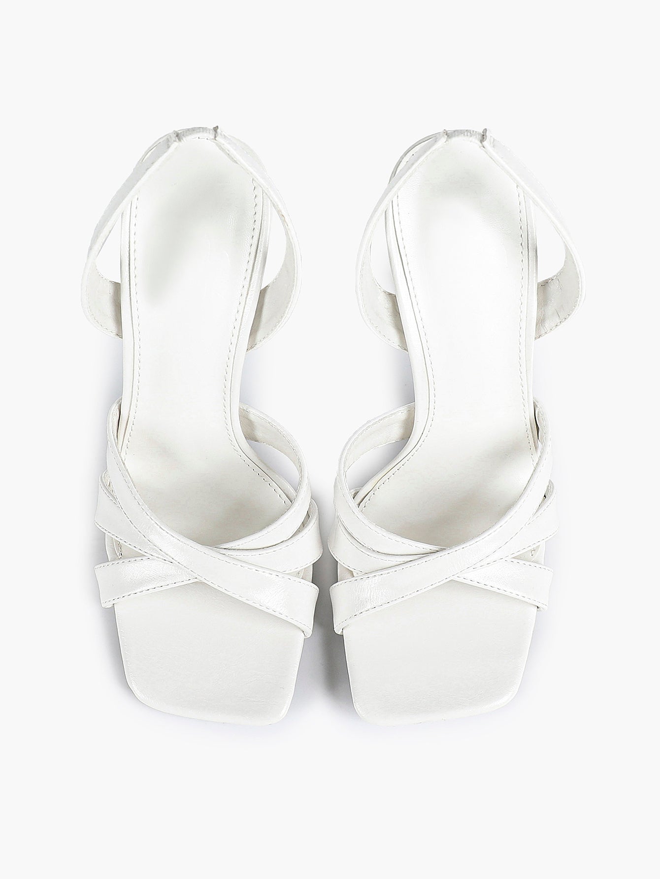 Crisscross Strap Slingback Heeled Sandals Square Toe Stiletto Pumps Wedding Date Night