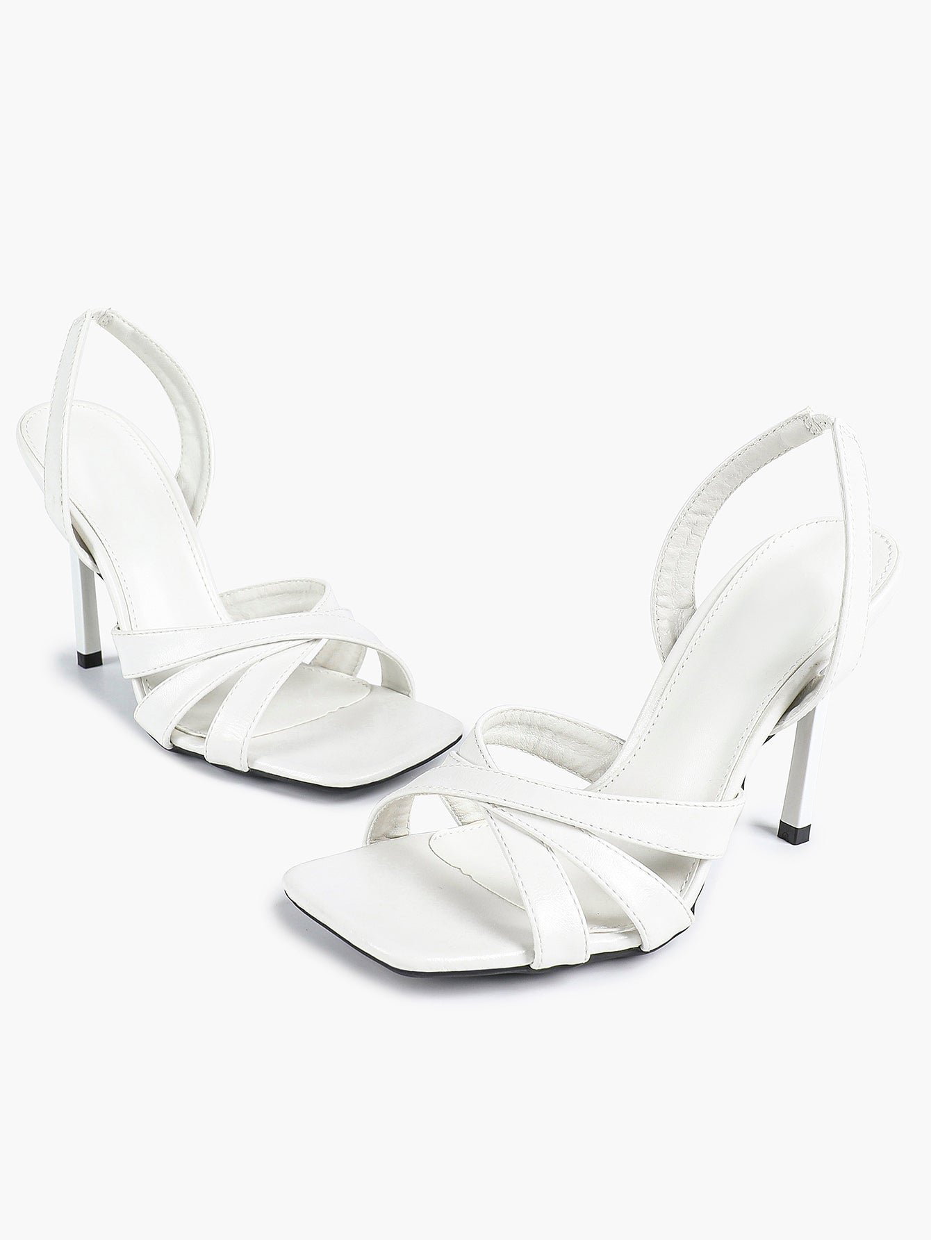 Crisscross Strap Slingback Heeled Sandals Square Toe Stiletto Pumps Wedding Date Night
