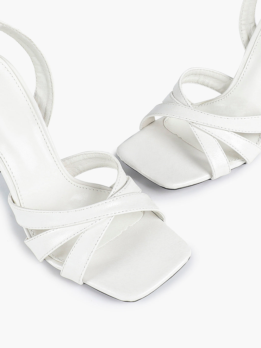 Crisscross Strap Slingback Heeled Sandals Square Toe Stiletto Pumps Wedding Date Night