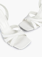 Crisscross Strap Slingback Heeled Sandals Square Toe Stiletto Pumps Wedding Date Night