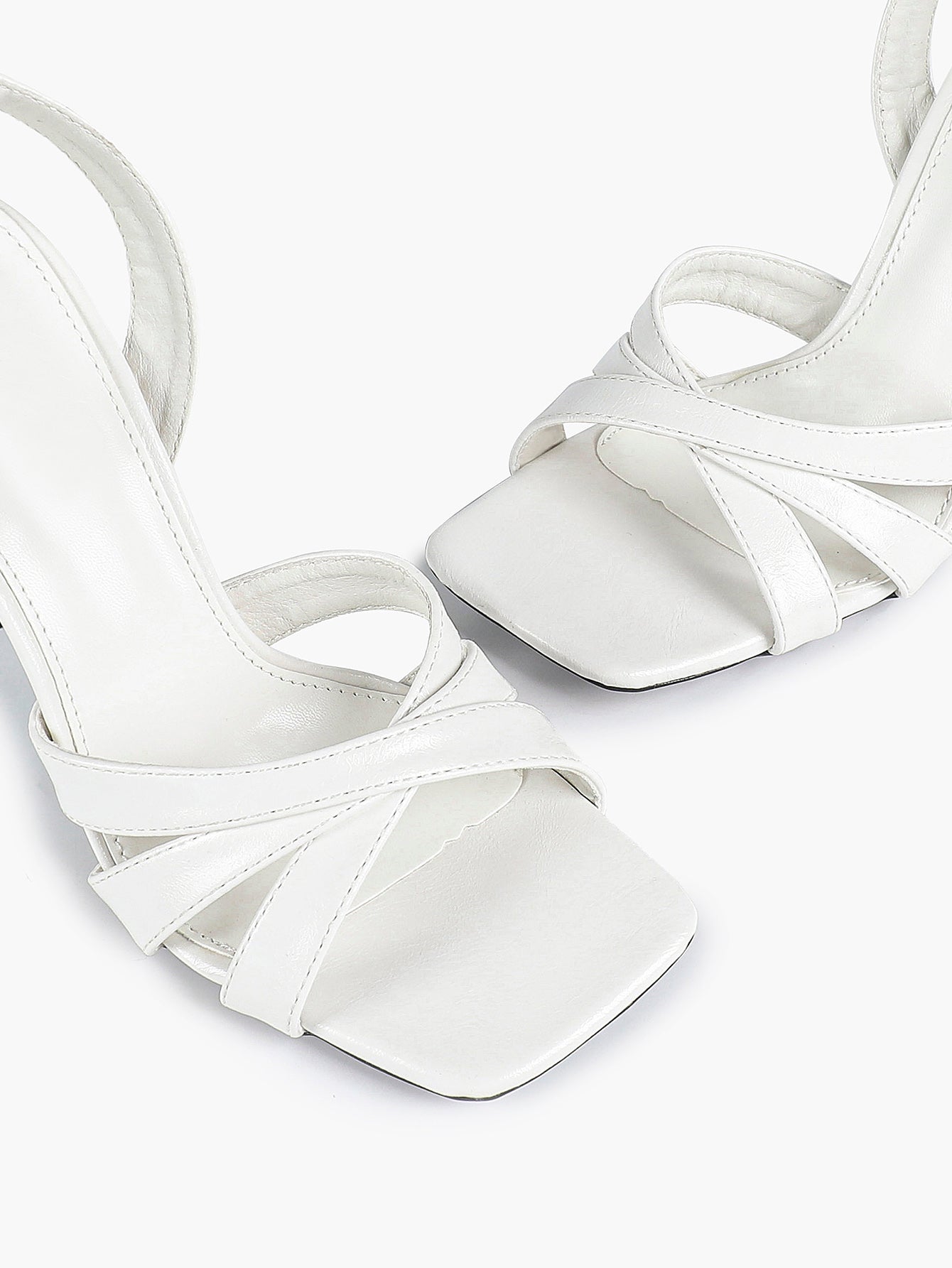 Crisscross Strap Slingback Heeled Sandals Square Toe Stiletto Pumps Wedding Date Night
