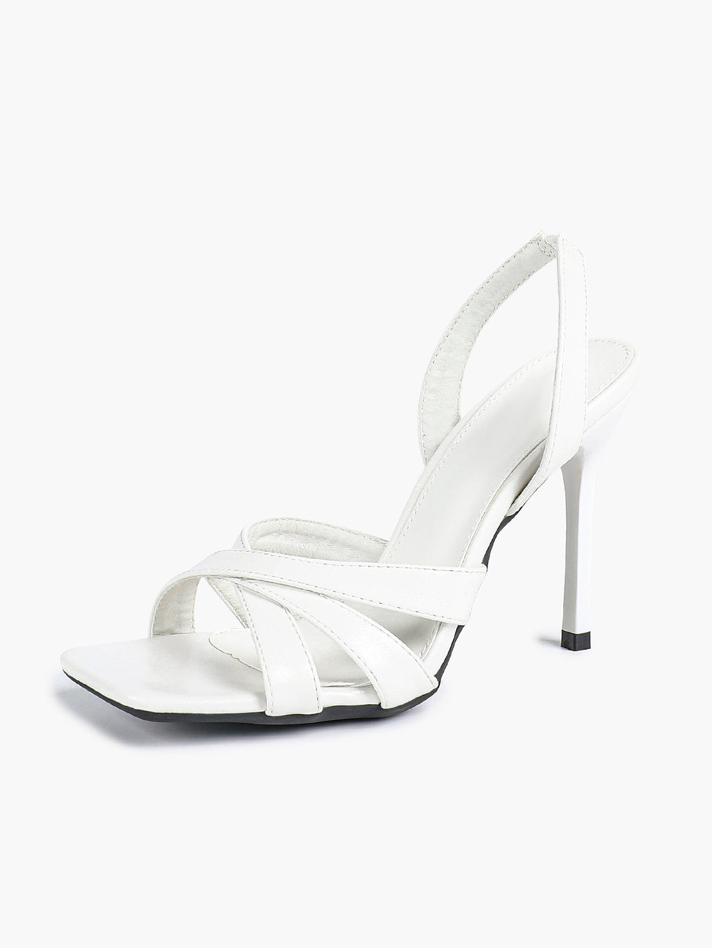 Crisscross Strap Slingback Heeled Sandals Square Toe Stiletto Pumps Wedding Date Night