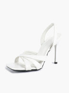 Crisscross Strap Slingback Heeled Sandals Square Toe Stiletto Pumps Wedding Date Night