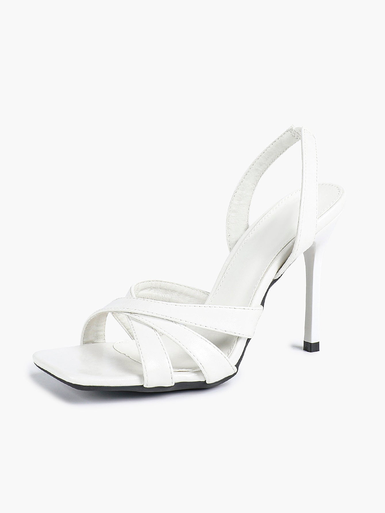 Crisscross Strap Slingback Heeled Sandals Square Toe Stiletto Pumps Wedding Date Night
