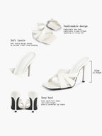 Patent Leather Crisscross Strap High Heel Mules Square Toe Slip-On Daily Wear