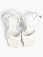 Women's Black Square Toe Ankle Strap Heeled Sandals Wedding Party Casual Shoes