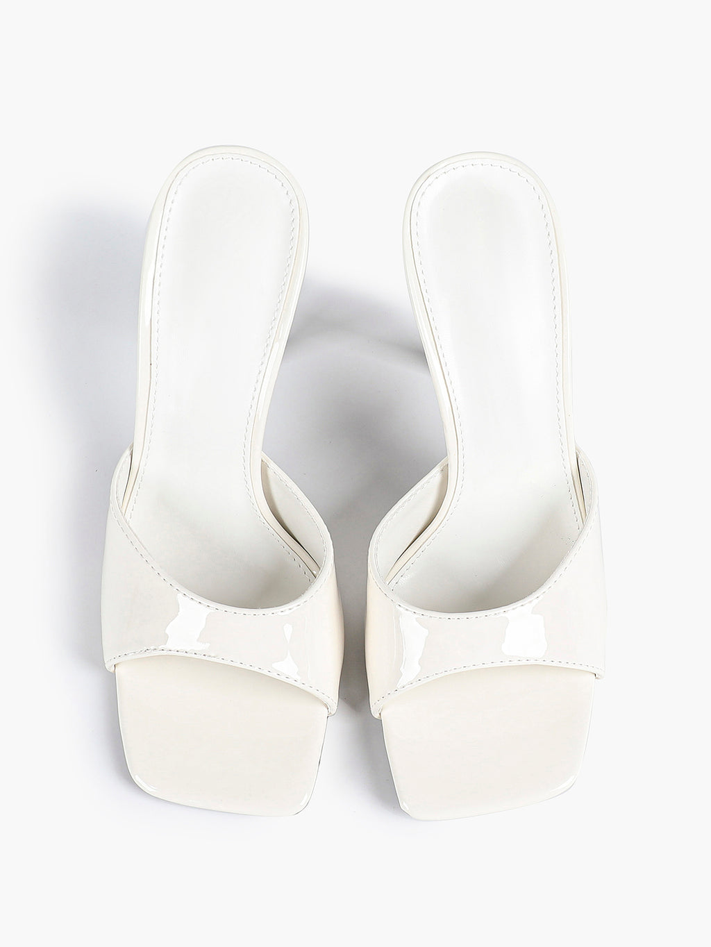 Leather Square Toe High Heel Mules Slip-On Stiletto Sandals Wedding Casual Shoes