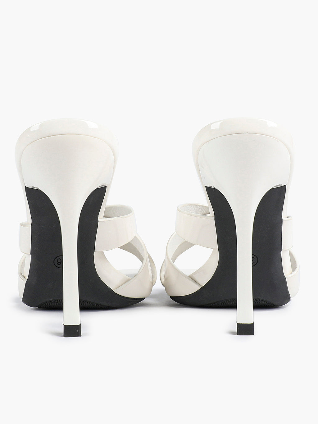 Patent Leather Crisscross Strap High Heel Mules Square Toe Slip-On Daily Wear