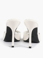Leather Square Toe High Heel Mules Slip-On Stiletto Sandals Wedding Casual Shoes