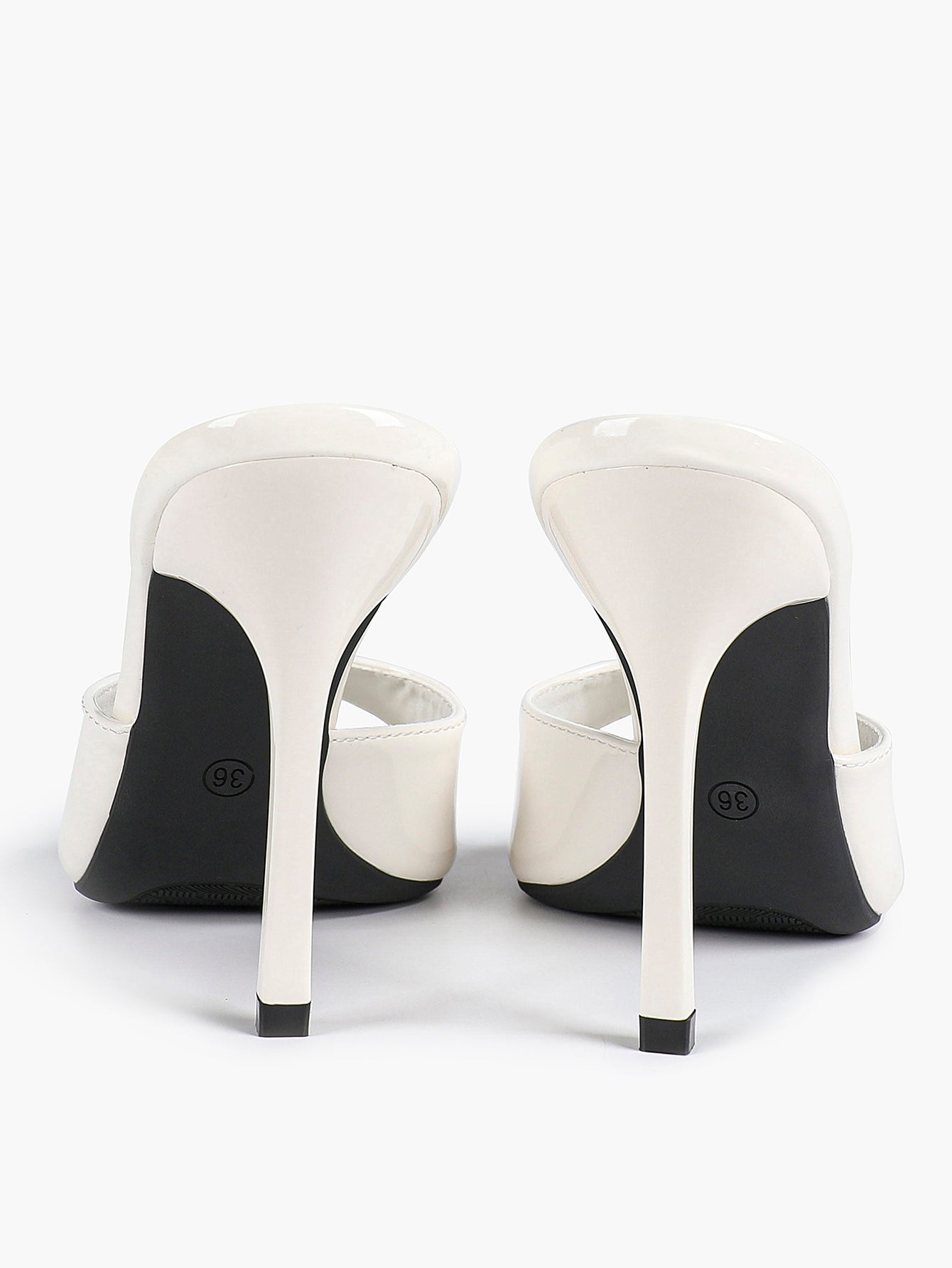 Leather Square Toe High Heel Mules Slip-On Stiletto Sandals Wedding Casual Shoes