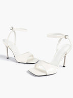 Women's Black Square Toe Ankle Strap Heeled Sandals Wedding Party Casual Shoes