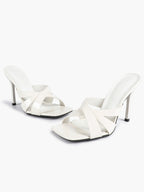 Patent Leather Crisscross Strap High Heel Mules Square Toe Slip-On Daily Wear