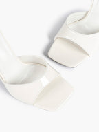 Leather Square Toe High Heel Mules Slip-On Stiletto Sandals Wedding Casual Shoes