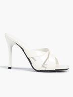 Patent Leather Crisscross Strap High Heel Mules Square Toe Slip-On Daily Wear